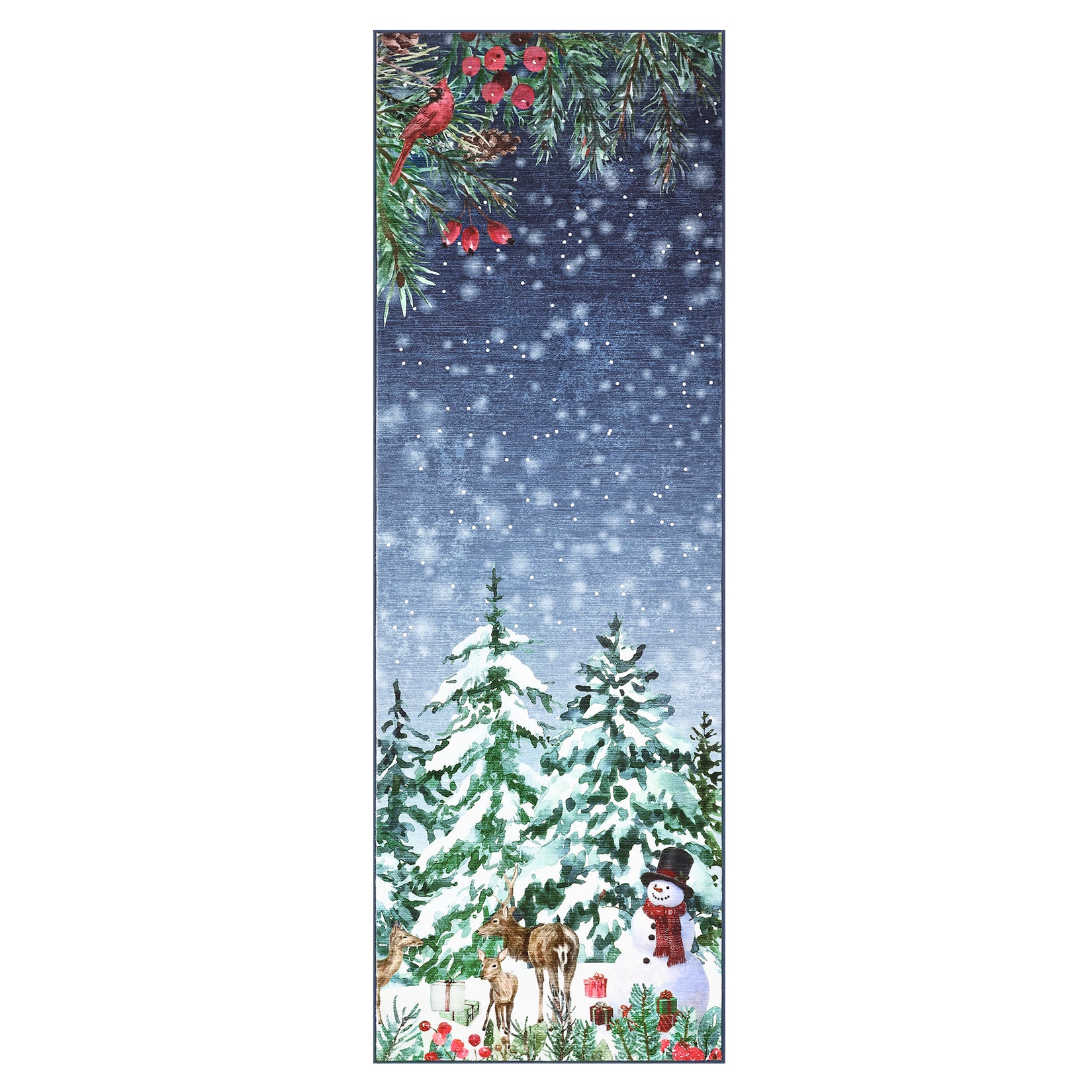 Garvee Christmas Runner Rug 2x6 Soft Faux Wool Non-Slip Polyester Stain-Resistant Foldable Red Holiday Decor for Living Room Hallway