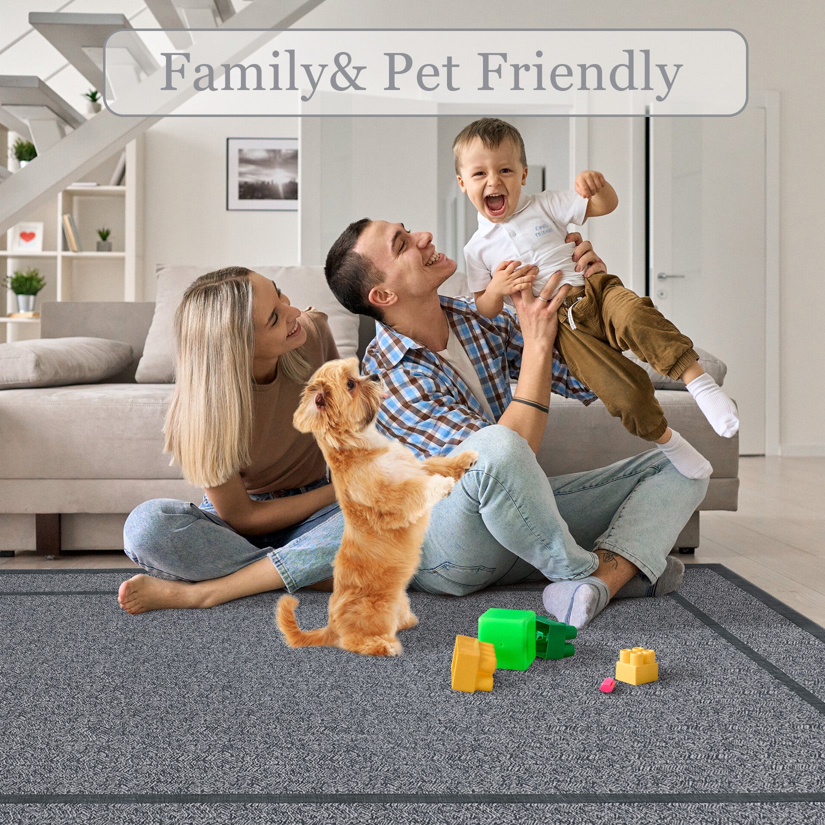 Garvee Indoor Area Rug Weather Resistant Easy to Clean Non Slip Stain Resistant Grey 10x13Ft