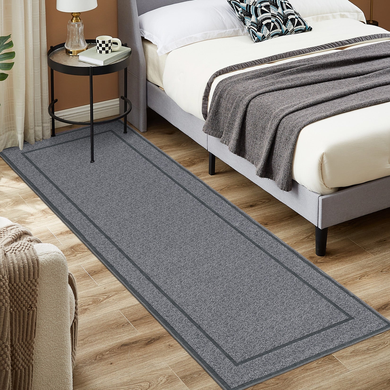 Garvee Indoor Area Rug Weather Resistant Easy to Clean Non Slip Stain Resistant Floor Mat for Dining Room Bedroom Grey 2x6Ft