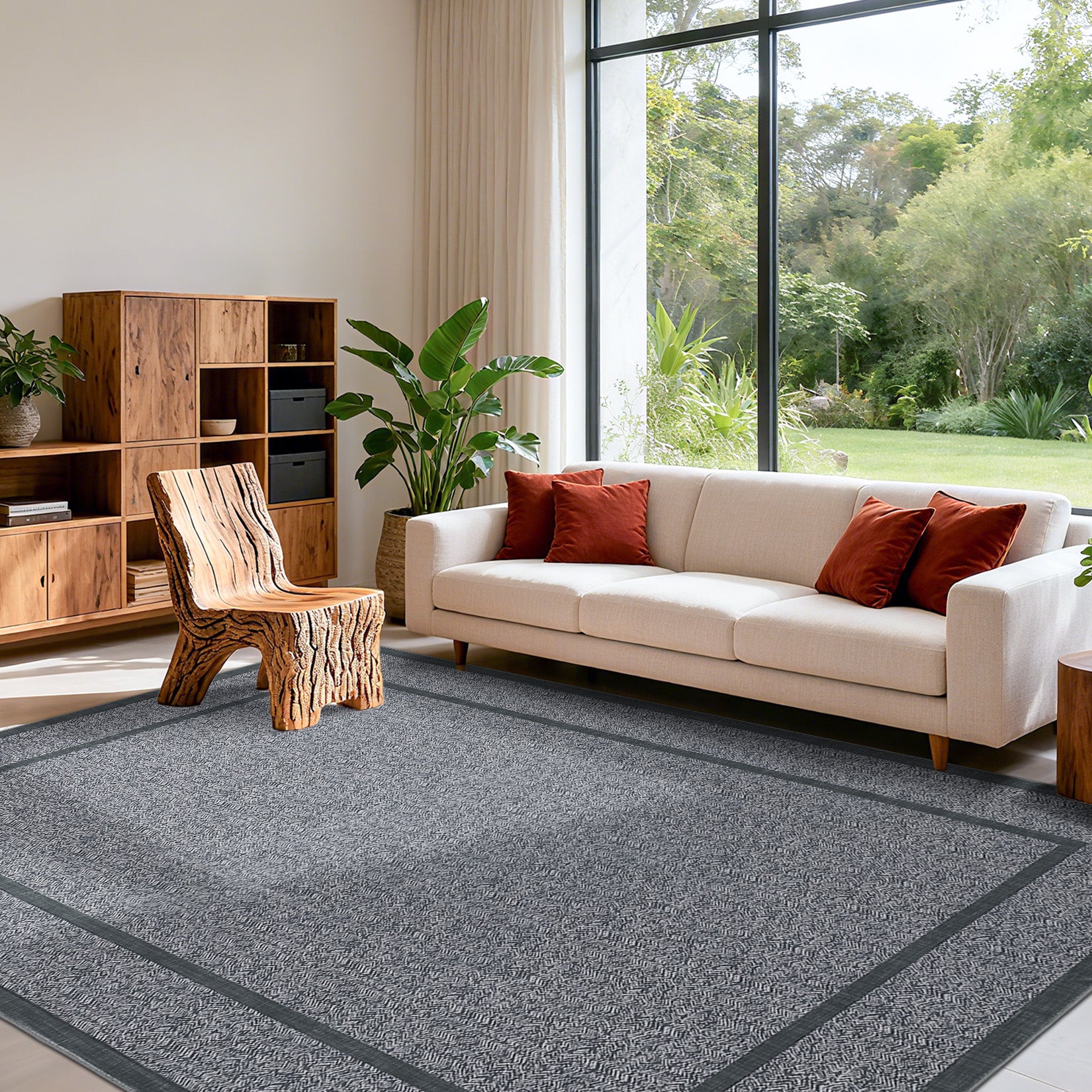 Garvee Indoor Area Rug Weather Resistant Easy to Clean Non Slip Stain Resistant Grey 10x13Ft