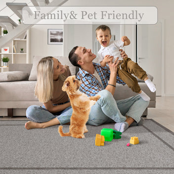 Garvee Indoor Area Rug Weather Resistant Easy to Clean Non Slip Stain Resistant Floor Mat for Dining Room Bedroom 9x12Ft Beige