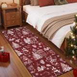 Garvee Christmas Rug Thin Washable Rug with Non Slip Rubber Backing, Low Pile Soft Indoor Carpet, Non Shedding Foldable Printed Floor Mats for Living Room Nursery Bedroom - Red & White