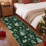 Garvee Christmas Rug Thin Washable Rug with Non Slip Rubber Backing, Low Pile Soft Indoor Carpet, Non Shedding Foldable Printed Floor Mats for Living Room Nursery Bedroom - Green & White