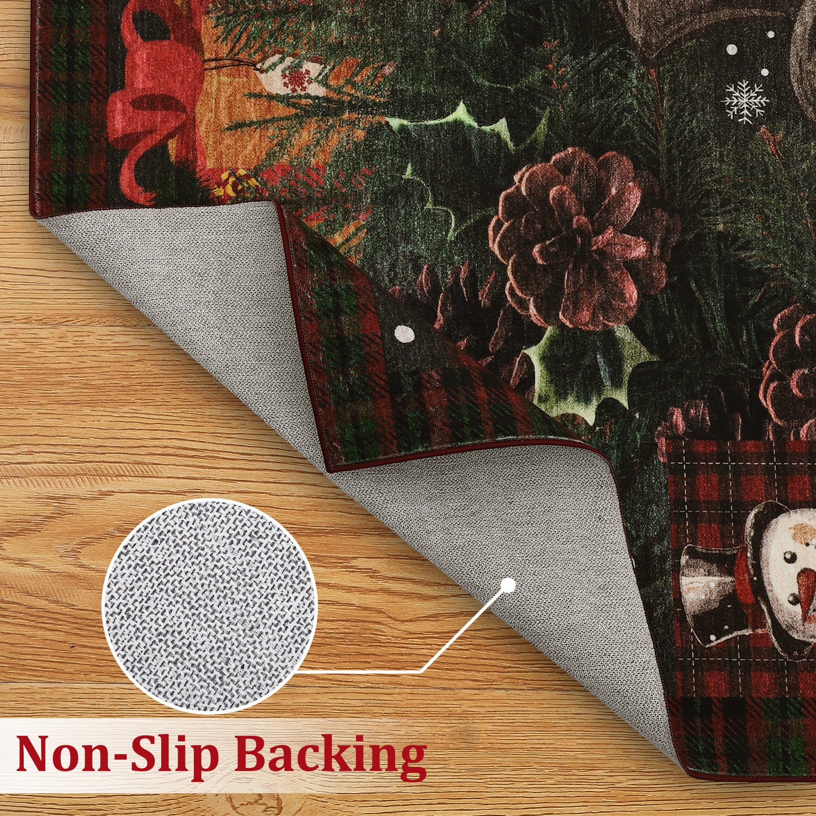 Garvee Christmas Snowman Area Rug Washable Non Slip Christmas Rugs for Living Room Low Pile Throw Rug Carpet Christmas Decorations Red Green 3*5Ft