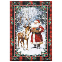 Garvee Christmas Santa Claus Reindeer Area Rug Washable Non Slip Winter Rugs Christmas for Living Room Low Pile Throw Rug Carpet Red 3*5Ft