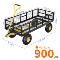 Garvee Garden Dump Cart Heavy Duty Steel 900 LBS Load Capacity Quick-Release Dumping Removable Sidewalls 10" Pneumatic Tires 180° Swivel Handle Yard Farm Utility