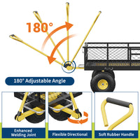 Garvee Garden Dump Cart Heavy Duty Steel 900 LBS Load Capacity Quick-Release Dumping Removable Sidewalls 10" Pneumatic Tires 180° Swivel Handle Yard Farm Utility