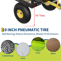 Garvee Garden Dump Cart Heavy Duty Steel 900 LBS Load Capacity Quick-Release Dumping Removable Sidewalls 10" Pneumatic Tires 180° Swivel Handle Yard Farm Utility