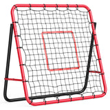 Garvee 4x4 Ft Adjustable Multi-Sport Rebounder Net - Heavy Duty Pitchback Trainer for Soccer, Baseball & Football - Angle Adjustable for Backyard Training - Red