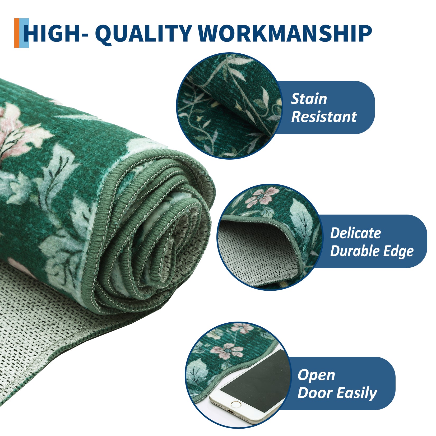 Garvee Floral Irregular Edge Carpet Non Slip Washable Boho Vintage Entry Rug Green 10x13ft