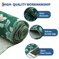 Garvee Floral Irregular Edge Carpet Non Slip Washable Boho Vintage Entry Rug Green 10x13ft