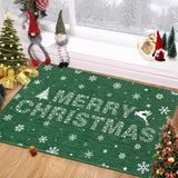 Garvee Christmas Green 2x3 Washable Non Slip Area Rug with Snowflake Merry Christmas Letter for Hallway Living Room Bedroom - Green