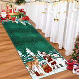 Garvee Christmas Green Washable Runner Rug 2x6 Entryway Runner Rug Non Slip Christmas Low Pile Santa Claus Xmas Kitchen Runners Indoor Soft Foldable Carpet for Hallway Bedside Laundry Kitchen - Green