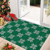 Garvee Christmas 2x3 Entryway Rug Machine Washable Rugs Green Indoor Door Mat Front Door Rug Snowflake Non-Slip Small Carpet for Bedroom Kitchen - Green
