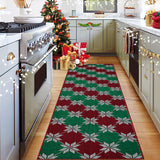 Garvee Christmas 2x6 Runner Rugs Washable Hallway Rug Low Pile Red/Green Non-Slip Indoor Door Mat Snowflake Rug for Bedroom Kitchen Entryway Bathroom - Red & Green