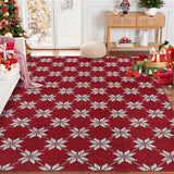 Garvee Christmas 5x7 Living Room Area Rug Machine Washable Rugs Low Pile Carpet Indoor Door Mat Red Non-Slip Snowflake Rug for Bedroom Kitchen - Red
