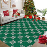 Garvee Christmas Area Rug 9x12 Vintage Flowers Living Room Rugs Large Machine Washable Low Pile Carpet Green Xmas Non-Slip Rug for Bedroom Dining - Green