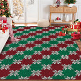 Garvee Christmas Area Rug 9x12 Vintage Flowers Living Room Rugs Large Machine Washable Low Pile Carpet Red/Green Xmas Non-Slip Rug for Bedroom Dining - Red & Green