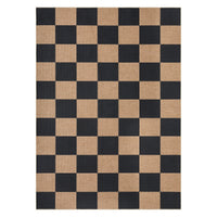 Garvee Easy Jute 8x10 Checkered Area Rug, Non-Slip Washable Indoor Outdoor Jute-Look Carpet, Black & Tan Farmhouse Rug for Living Room, Patio, Kitchen & Entryway