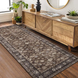 Garvee Vintage Washable Area Rug Non Slip Non Shedding Floral Soft Throw Rugs for Bedroom Living Room Dining Entryway Bathroom Kitchen Nursery - Reddish Brown