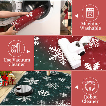 Garvee Bold Color Christmas Red & Green 8x10 Area Rugs - Non-Slip Reversible Washable Skin-Friendly Soft Rug - Machine Washable for Floor Washer, Pets & Baby Friendly Holiday Decor