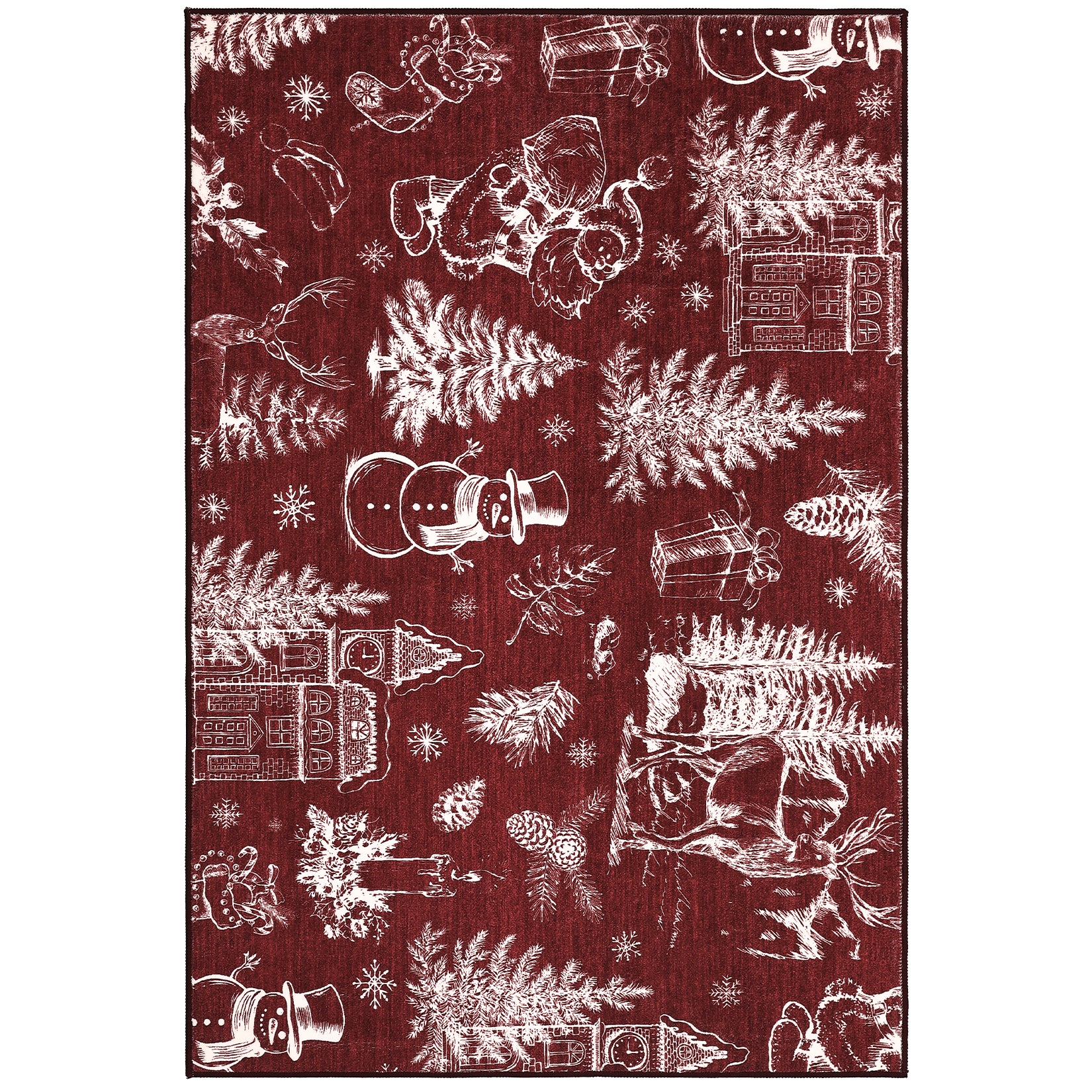 Garvee Christmas Rug Thin Washable Rug with Non Slip Rubber Backing, Low Pile Soft Indoor Carpet, Non Shedding Foldable Printed Floor Mats for Living Room Nursery Bedroom