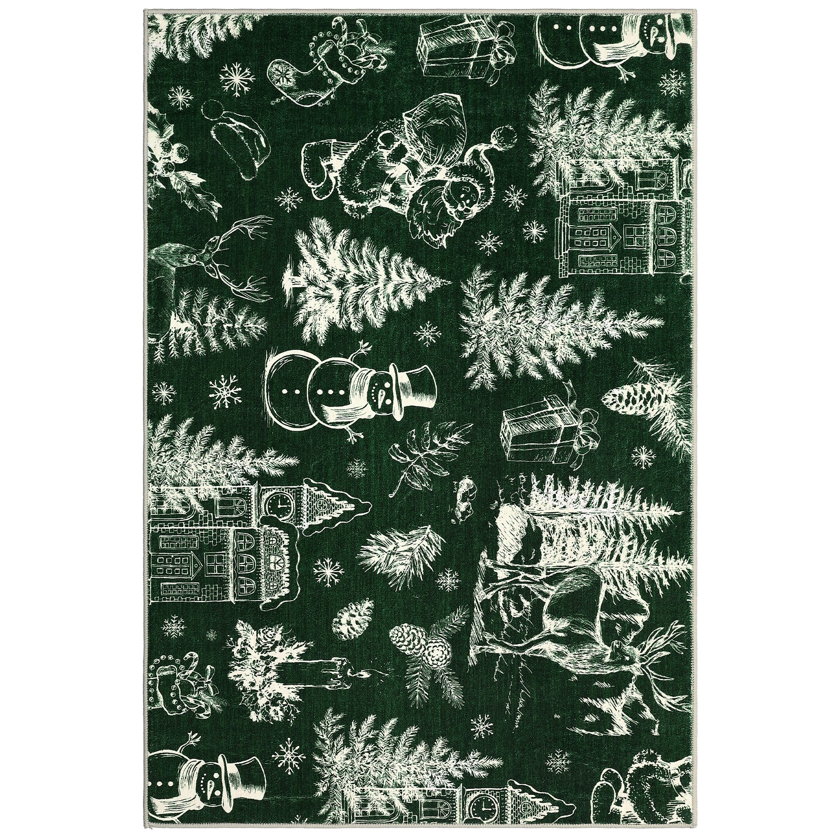 Garvee Christmas Rug Thin Washable Rug with Non Slip Rubber Backing, Low Pile Soft Indoor Carpet, Non Shedding Foldable Printed Floor Mats for Living Room Nursery Bedroom