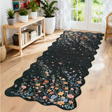 Garvee Floral Kitchen Runners 2x6 Washable Non-Slip Low Pile Area Rug for Hallways Bedroom Black - Black
