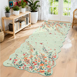 Garvee Floral Kitchen Runners 2x6 Washable Scalloped Rugs for Bedroom, Non-Slip Low Pile Floral Area Rug, Soft Stain Resistant Small Carpet, Green - Green