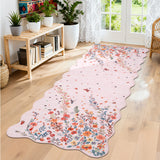 Garvee Floral Kitchen Runner 2x6 Pink Washable Non-Slip Low Pile Rug for Hallways Bedroom Nursery - Pink