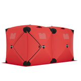 Garvee Ice Fishing Insulated Tent, Large Pop-Up Portable Hub-Style Ice Fishing Shelter, 5-7 Person Shelter 68 Square Feet of Fishable Area - Red & Black