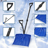 Garvee 17.7"W X 12.6"H Snow Shovel with Assisted D-Ring Handle, Ergonomic Snow Pusher Shovel, Lightweight & Durable Winter Tool for Driveway Walkway Garden Patio Yard