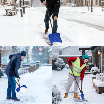 Garvee 17.7"W X 12.6"H Snow Shovel with Assisted D-Ring Handle, Ergonomic Snow Pusher Shovel, Lightweight & Durable Winter Tool for Driveway Walkway Garden Patio Yard