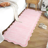 Garvee Washable Scalloped Rug Runner 2x6 Ultra-Soft Low Pile Hallway Rug, Non-Slip Non-Shedding Modern Carpet Runner, Foldable Thin Indoor Floor Mats for Laundry, Bedroom, Pink - Pink