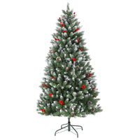 Garvee 5FT Artificial Christmas Tree with Pine Cones & Berries, Hinged Branches, Metal Stand, Frosted Pine, Indoor Outdoor Holiday Decor