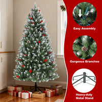 Garvee 4FT Artificial Christmas Tree with Pine Cones & Berries, Hinged Branches, Metal Stand, Frosted Pine, Indoor Outdoor Holiday Decor