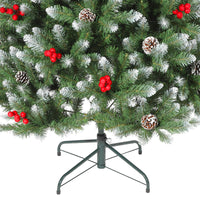 Garvee 6FT Artificial Christmas Tree with Pine Cones & Berries, Hinged Branches, Metal Stand, Frosted Pine, Indoor Outdoor Holiday Decor