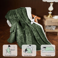 Garvee Electric Blanket Throw, Velvet Heated Throw Blanket, Luxury Soft Electric Heating Blankets, 4 Heat Levels & 4H Auto Off, ETL Certified, Machine Washable, 50" ×60" Green
