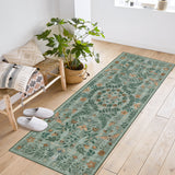Garvee Insect Botanical Washable Area Rugs Runner Rugs, Boho Non Slip Under Table Carpet for Living Room Bedroom Dining Room Playroom Nursery Kids Room Office Farmhouse - Green