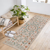 Garvee Insect Botanical Washable Area Rugs Runner Rugs, Boho Non Slip Under Table Carpet for Living Room Bedroom Dining Room Playroom Nursery Kids Room Office Farmhouse - Beige