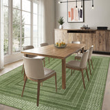 Garvee Washable 8x10 Area Rug Green Geometric Bordered Ultra Thin Non Slip Carpet for Living Room Bedroom Dining Room Office - Green