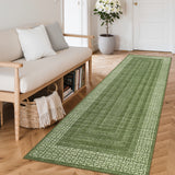 Garvee Modern 2x6 Kitchen Rugs Washable Green Non Slip Ultra Thin Low Pile Stain Resistant Indoor Floor Cover - Green