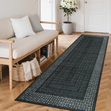 Garvee Modern 2x6 Kitchen Rugs Washable Black Non Slip Ultra Thin Low Pile Stain Resistant Indoor Floor Cover - Black