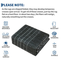 Garvee Bordered 10x13 Living Room Rug Geometric Non-Slip Ultra Thin Stain Resistant Soft Washable Black Indoor Home Decor