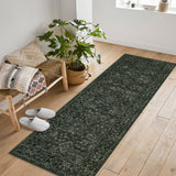 Garvee Vintage Boho Runner Rugs Dark Green 2'x6' Washable Long Rugs Non-Slip Backing Soft Pastel Carpets for Living Room Bedroom Dining Room Nursery Office Farmhouse Hallway Entryway Home Decor - Dark Green