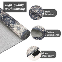 Garvee Vintage Boho Runner Rugs Black & Grey 2'x8' Washable Non-Slip Soft Pastel Carpet for Living Room Bedroom Dining Room Nursery Office Farmhouse Hallway Entryway Home Decor