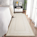 Garvee Modern Neutral Bordered Runner Rugs Beige 2'X6' Soft Washable Non Slip Geometric Carpet for Living Room Bedroom - Beige