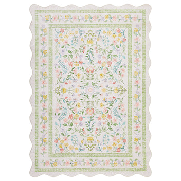Garvee Floral Area Rug with Unique Shape - Rustic Natural Design Non-Slip Machine Washable Rug, Soft Bohemian Rug