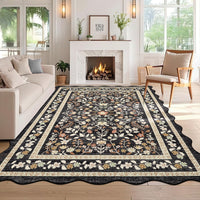 Garvee Floral Area Rug with Unique Shape - Rustic Natural Design Non-Slip Machine Washable Rug, Soft Bohemian Rug