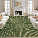 Garvee Modern Rainbow Easy Jute Area Rugs, 8'X10' Green Washable Contemporary Natural Indoor Outdoor Rug, Non Slip Floor Carpet for for Living Room Bedroom Nursery Office Farmhouse Patio Backyard RV - Green